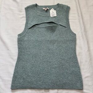 NEW Skies Are Blue Large Cut Out Sweater Tank Top in Sage Green Sleeveless Y2K